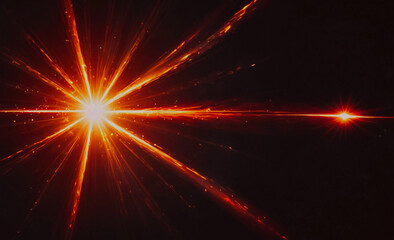 Poster - A bright red light is shining on a dark background. The light is so bright that it is almost blinding