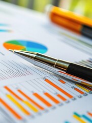Poster - Business financial analysis strategy graph data report background of success marketing economy profit concept or stock market trade diagram banking research management.