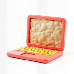 Leinwandbilder - colorful 3d model of laptop computer monitor. plasticine style toy icon. minimalist design with ligh
