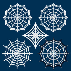 Spider web color vector set.