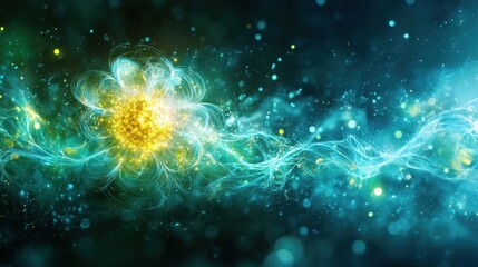 Wall Mural - Abstract energy flow, glowing particles.