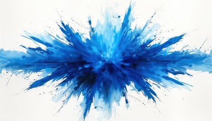 Poster - Bold blue burst effect on white background. Dramatic, abstract design. Vivid colors, energetic visual elements create impactful look. Suitable for various graphic design projects like posters,