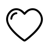 Simple heart icon, black outline on white background, minimalist design, vector graphic, clean lines, love symbol, monochrome, bold stroke, symmetrical shape, iconic representation, universal icon, sm