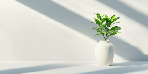 Poster - Minimalist holiday display with soft whites and greens in natural daylight close-up view enhancing simplicity