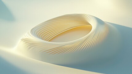 Poster - Minimalist curved design on white background closeup shot abstract art soft shadows emphasizing form