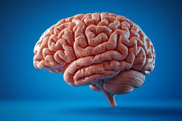 Poster - A human brain depicted on a blue background, highlighting its active areas. An illustration depicting the creation of a computer mind. A 3D representation showing the application of innovation in
