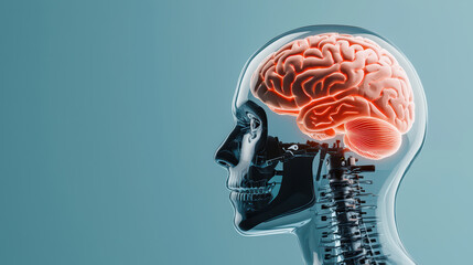 Poster - Transparent skull with brain showcasing mental health