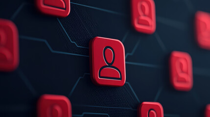 Poster - Digital icons representing user profiles on network