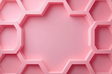 Poster - Pink hexagonal honeycomb pattern forming an empty space in center, ideal for backgrounds and designs