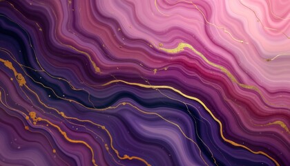 Poster - Elegant purple marble texture design with gold veins. Abstract background shows sophisticated mix of purple, pink marble patterns with gold. Luxurious look, great for interior design projects.