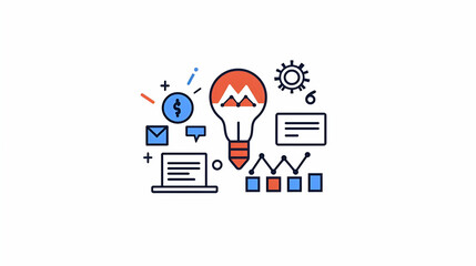 Poster - Line Art Icons Collection, a series of minimalist illustrations representing various work-related themes, showcasing creativity and professionalism.