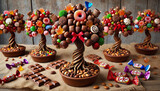 chocolate and candy bonsai trees