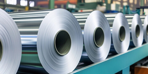 Poster - Metal rolls displayed in a processing facility