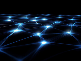 Poster - Abstract digital network with glowing connections in a dark futuristic environment
