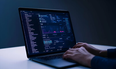 Poster - Data Insights, A laptop showcasing vibrant data visualizations, illustrating trends and analytics for informed decision-making.