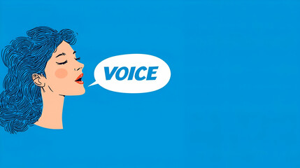 Poster - Profile line drawing featuring a voice bubble, expressive outline conveying communication and thought, minimalist artistic representation.
