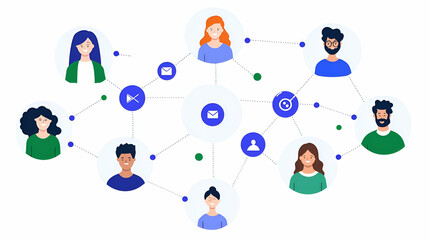 Poster - Student-Instructor Connectivity, a vibrant network diagram illustrating connections between students and instructors, highlighting educational interaction and collaboration.