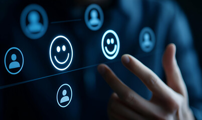 Poster - Digital Engagement, a person immersed in a vibrant digital interface, showcasing seamless interaction and advanced technology integration.