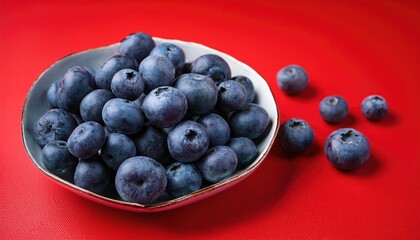 Wall Mural - Blueberries on a red background