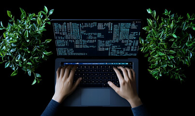 Poster - Data Analyst Engaged in Insightful Analysis, Individual immersed in data visualization, analyzing trends on a laptop in a modern workspace.
