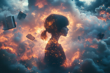 person in the clouds
