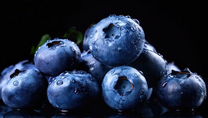 Wall Mural - Blueberries on a black background