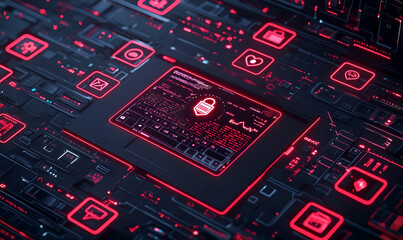 Poster - Digital Professional, an individual engaged with a laptop, immersed in the world of online insurance solutions, focused and productive atmosphere