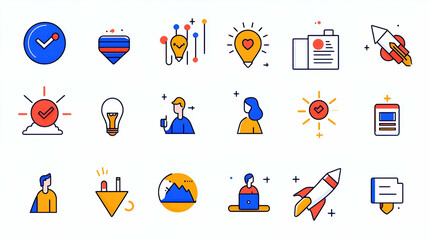 Poster - Iconic illustrations of diverse themes, featuring clean lines and minimalistic design, perfect for modern digital interfaces and branding.