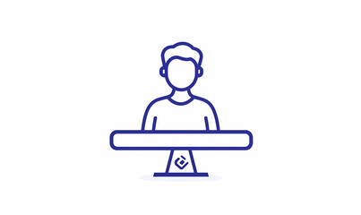 Poster - Minimalist video call icon, simple line art design, modern and sleek aesthetic, conveying connectivity and communication in a digital world