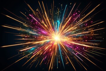 Wall Mural - a close up of a colorful fireworks with a black background