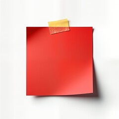 Poster - Red sticky note on white background. Blank sticky note ready for message reminder. Simple office supply. Versatile for various uses. Perfect for business personal notes. Use for reminders quick