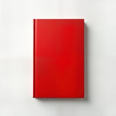 Poster - Red book lies on white background. Simple object. Closed book with smooth red cover. Blank pages. Education related photo. Suitable for study office themes. Design element for book cover notebook.