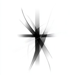 Poster - Abstract black and white design with intersecting lines and shapes creating an artistic composition. Generative AI