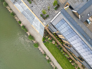 Wall Mural - Aerial View of Rochester Town in the Unitary of Medway and Located on River Thames, Kent, England United Kingdom. High Angle Drone's Camera Footage was Captured on April 20th, 2024