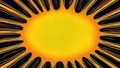 Aufkleber - Yellow comic book style explosion design. Dynamic radiating lines create vibrant burst of energy. Black lines radiate outward from central yellow area. Orange highlights energy, explosion effect.