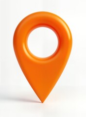 Fototapete - Orange location pin icon on white background. Modern map application symbol. Navigation destination pointer. Isolated graphic element for journey travel. Three-dimensional design. Suitable for