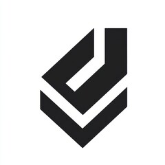 Aufkleber - Unique geometric shape resembling a letter design with sharp angles and bold contrast on a plain background. Generative AI