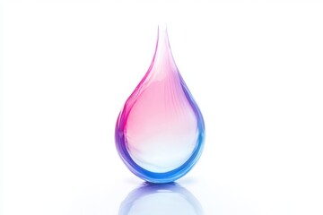 Leinwandbilder - Colorful water drop creating an artistic display with a blend of pink and blue hues against a white background. Generative AI