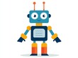 © Leo Rohmann - Friendly blue and orange robot with blocky features, antennae, and bold design set against clean white background, ideal for educational tech graphics or simple robotic illustrations