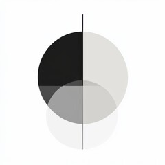 Aufkleber - Abstract black and white circles create a minimalist design with overlapping shapes. Generative AI