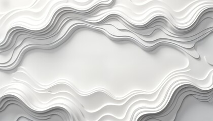 Poster - Abstract white 3d papercut design with wavy lines. Modern abstract background for banner poster. Elegant, flowing design. Creative, textured pattern suitable for wallpaper. Clean design element with