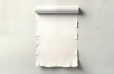 Aufkleber - Blank white parchment paper rolled on top edge with soft shadows. Empty space, perfect for various uses. Versatile design. Minimalist presentation. Flexible material. Ideal for various projects.