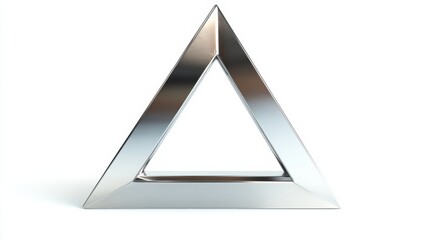 Fototapete - Modern metallic triangle displaying sleek design on a white background for geometric art enthusiasts. Generative AI
