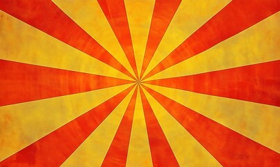 Poster - Radiant sunburst pattern in vibrant orange and yellow hues, creating a dynamic visual effect with alternating stripes radiating from the center