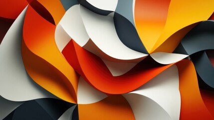 Wall Mural - Abstract Colorful Paper Wave Composition: A Dynamic Play of Shapes and Hues