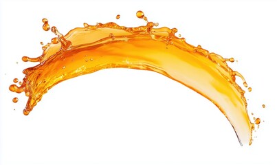 Poster - Vibrant orange liquid splash captured mid-air, showcasing dynamic motion and fluidity against a clean white background