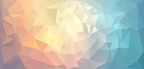Poster - Abstract geometric background with low poly style. Triangle shapes create soft gradient color effect from light blue, gray to light yellow, pink. Colorful mosaic pattern. Futuristic, modern design