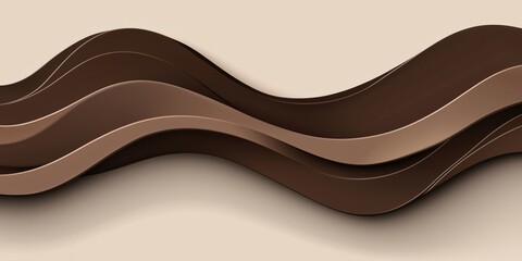 Poster - Abstract wavy chocolate brown layers design, smooth curves, modern aesthetic, elegant background, soft textures, minimalistic style
