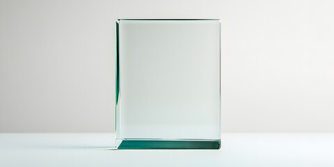 Aufkleber - Clear glass block on white background. Perfect for minimalist designs, product displays, or award presentations.