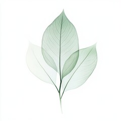 Poster - Delicate translucent leaves arranged gracefully against a white background showcasing nature’s subtle beauty. Generative AI